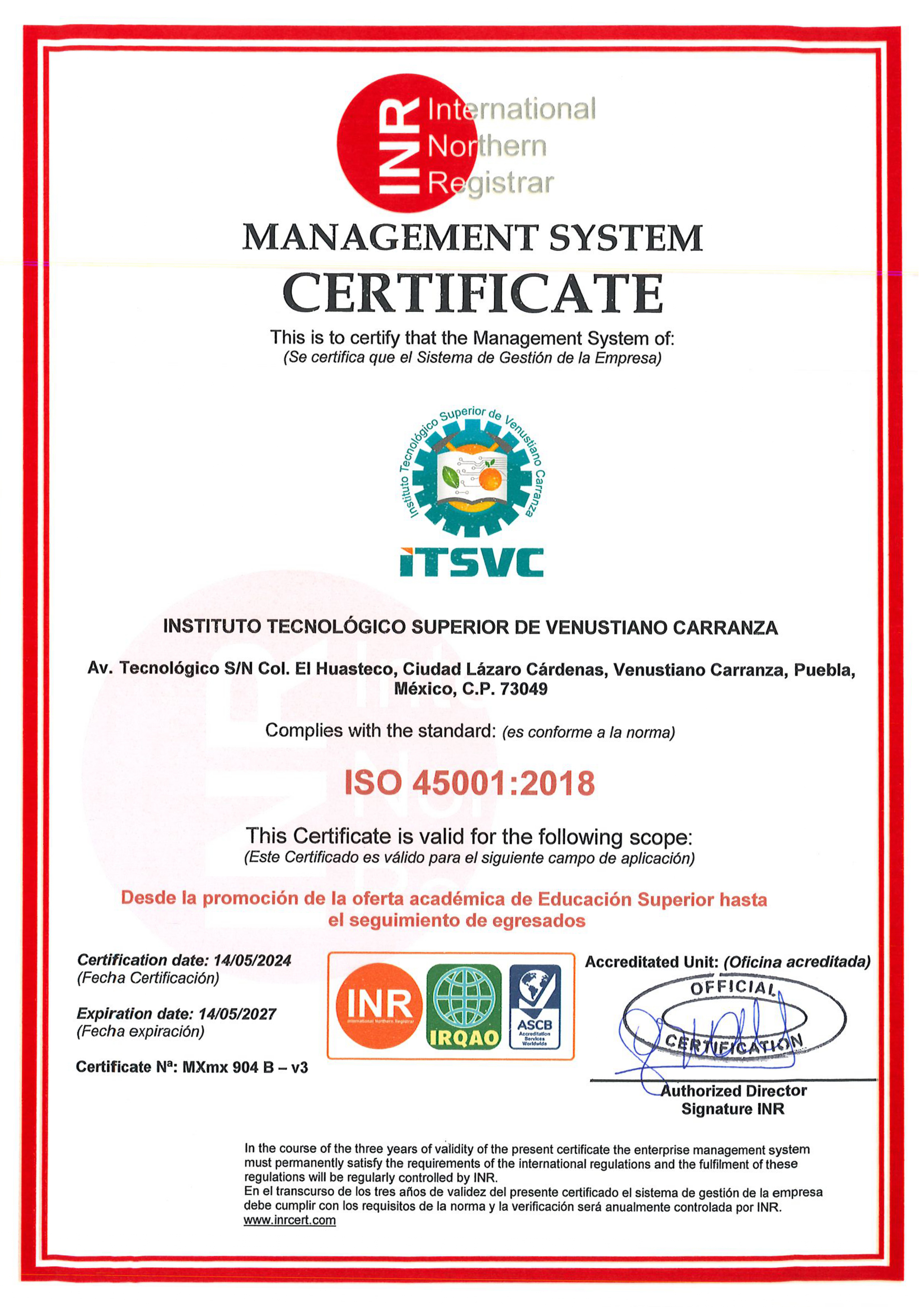 ISO 45001:2018 - Seguridad y Salud